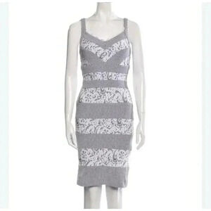 NWOT Alberto Makali White Black Bridal Wedding Bodycon Mini Dress Woman’s Size M